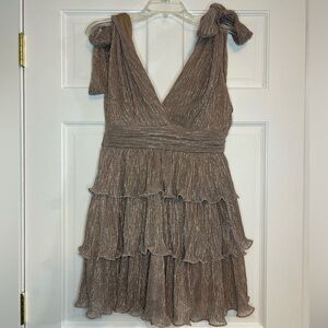 Mable McKenna Lurex Pleated Tiered Mini Dress